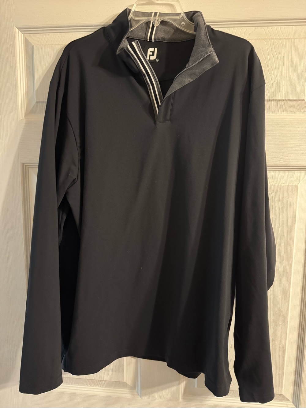 FootJoy Black Pullover with Gray and White Stripe Trim
